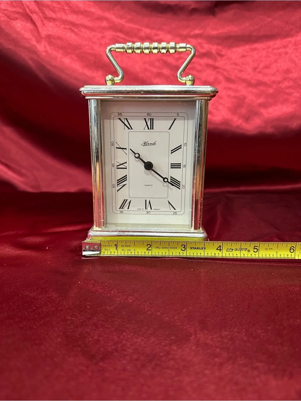 Vintage Hermle Carriage Clock | German Quartz Mantel Clock | Brass Roman Numeral